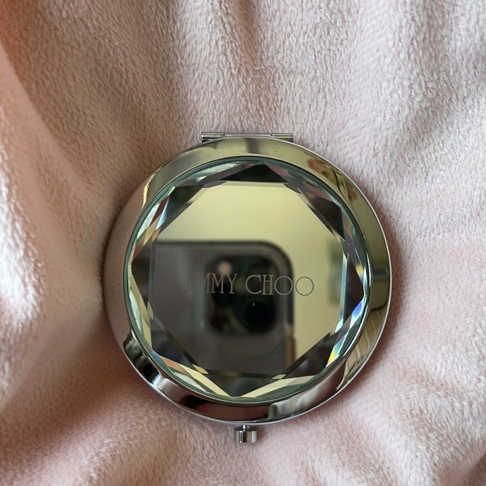RARE Jimmy Choo shoes faceted magnifying pocket purse mirror compact w/ dust bag - Picture 6 of 9